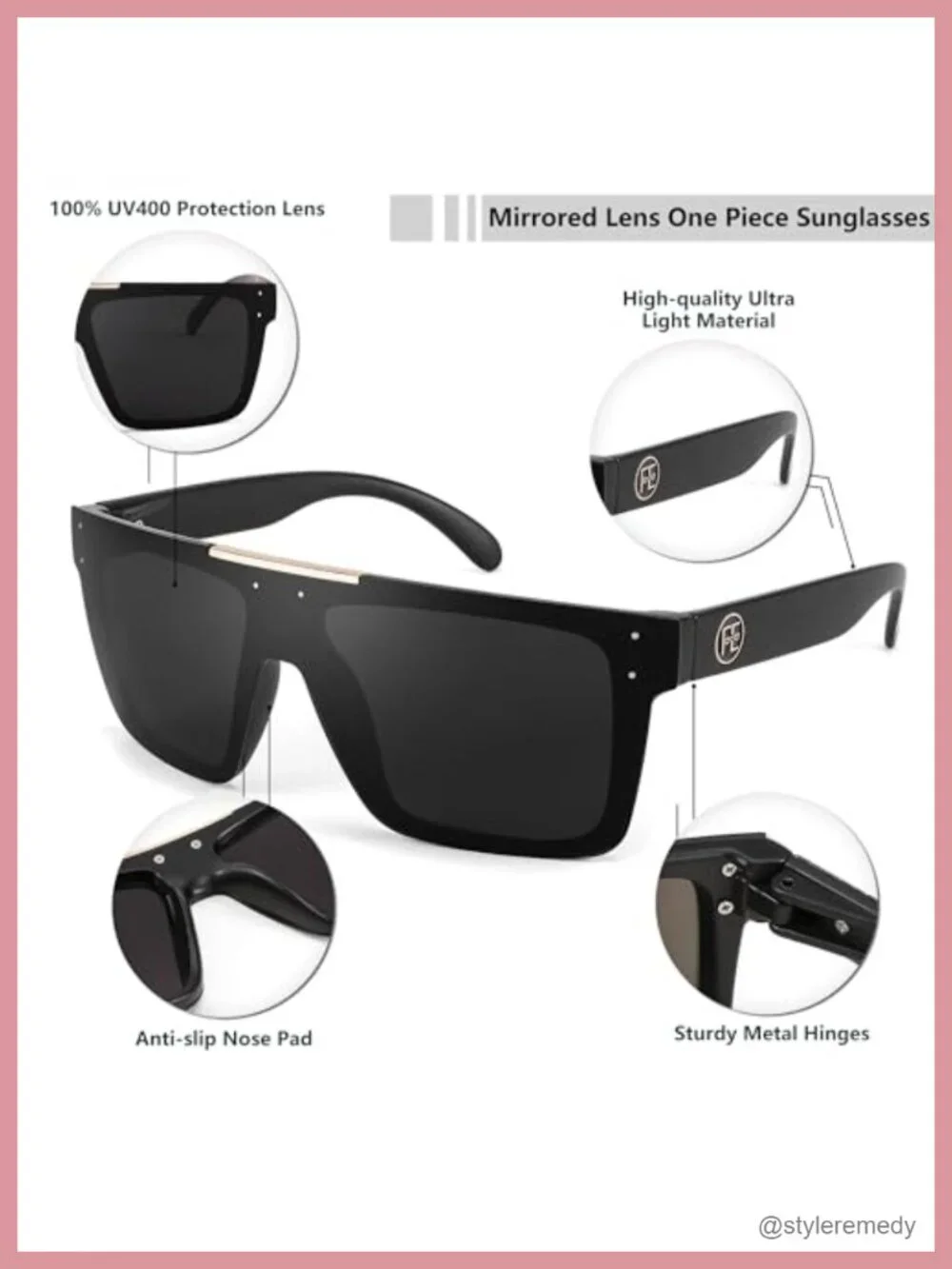 Polarized Square Flat Top Shield Sunglasses for Driving Fishing Sports